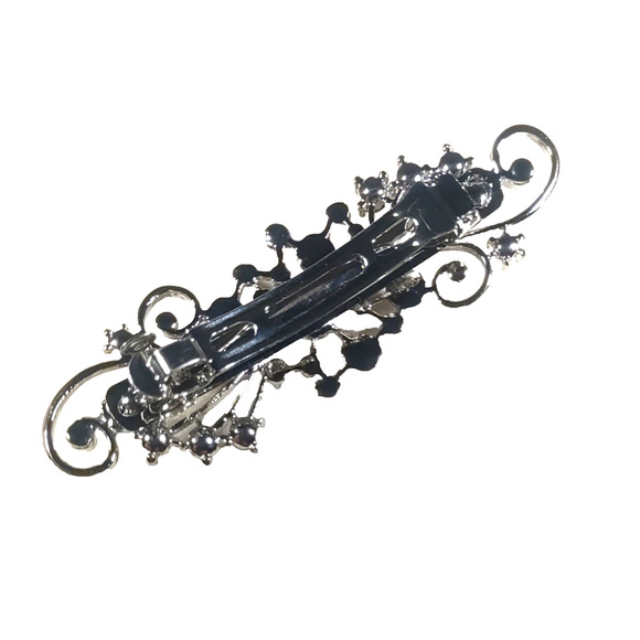 Stars Ablaze Hair Barrette Tension Clip Silver Tone Faux Pearls Party Wedding - Picture 4 of 6